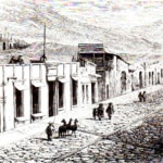 Calle arequipeña dibujada por el viajero francés Paul Marcoy en 1869. Dibujo de una calle arequipeña de Paul Marcoy en 1869. BBVA